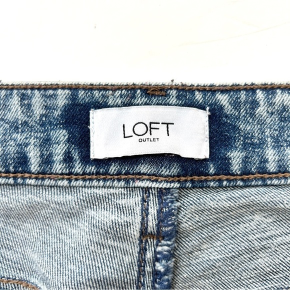 LOFT Curvy Straight Frayed Raw Hem Ankle Blue Jeans, Size 16 - Picture 8 of 11